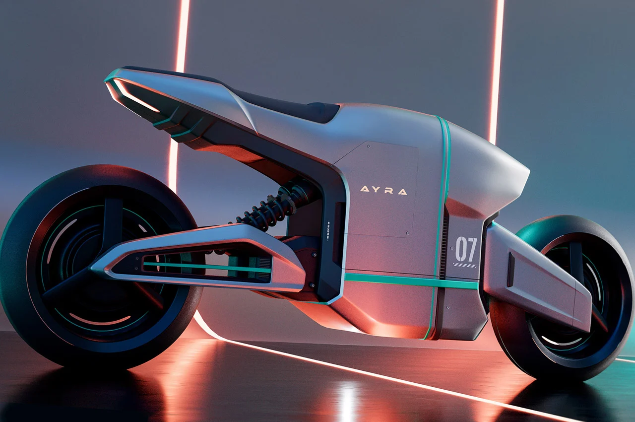 Cyberpunk，Electric bicycle，Metal body，future，