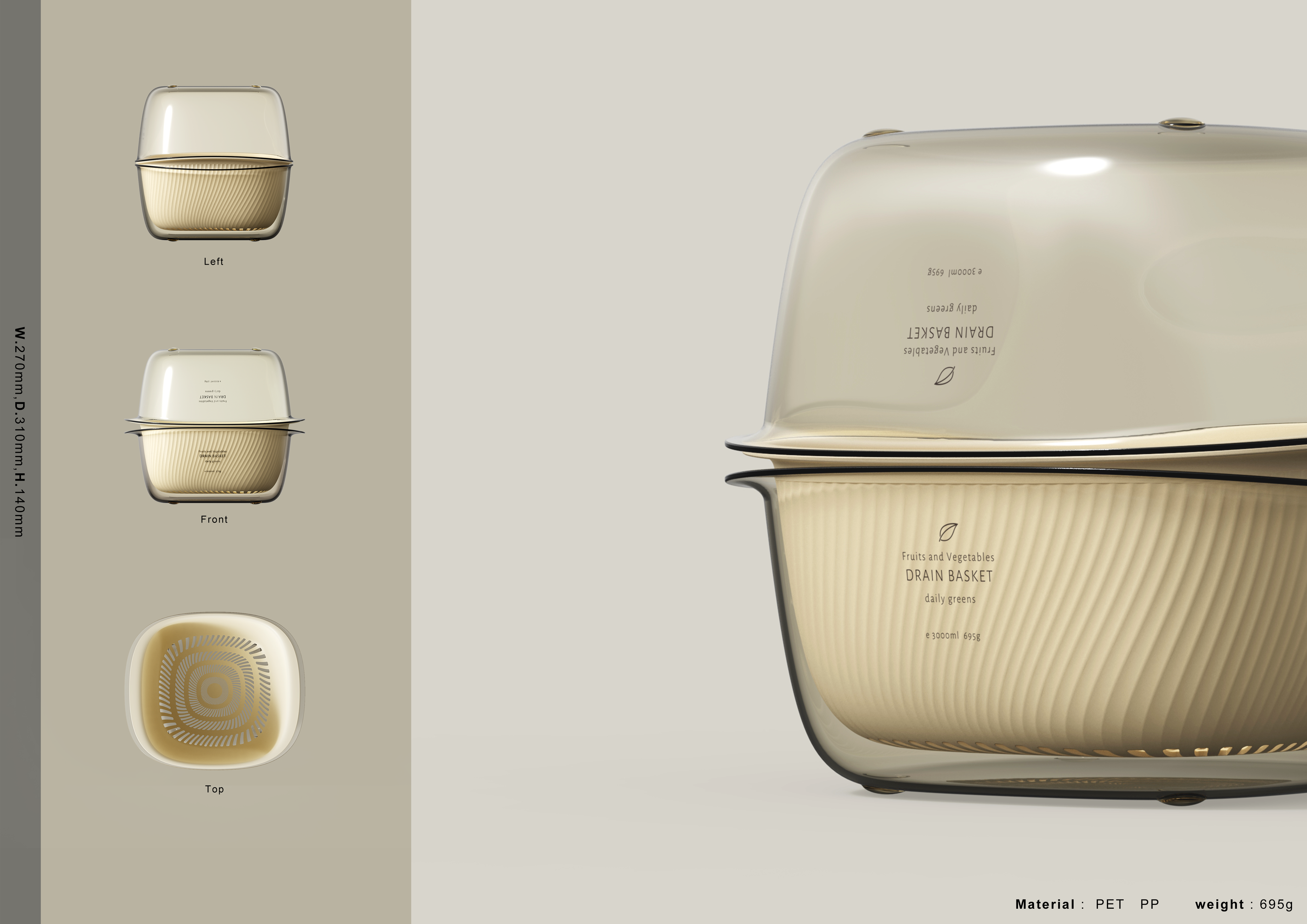 Home Furnishing，kitchen，Drain basket，Fruits and vegetables，