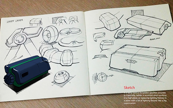 industrial design，conceptual design，tool，ladder，laser，