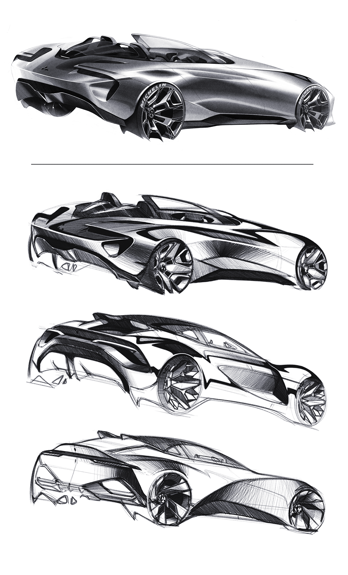 automobile，vehicle，Hand drawn，Design process Pt. 3，