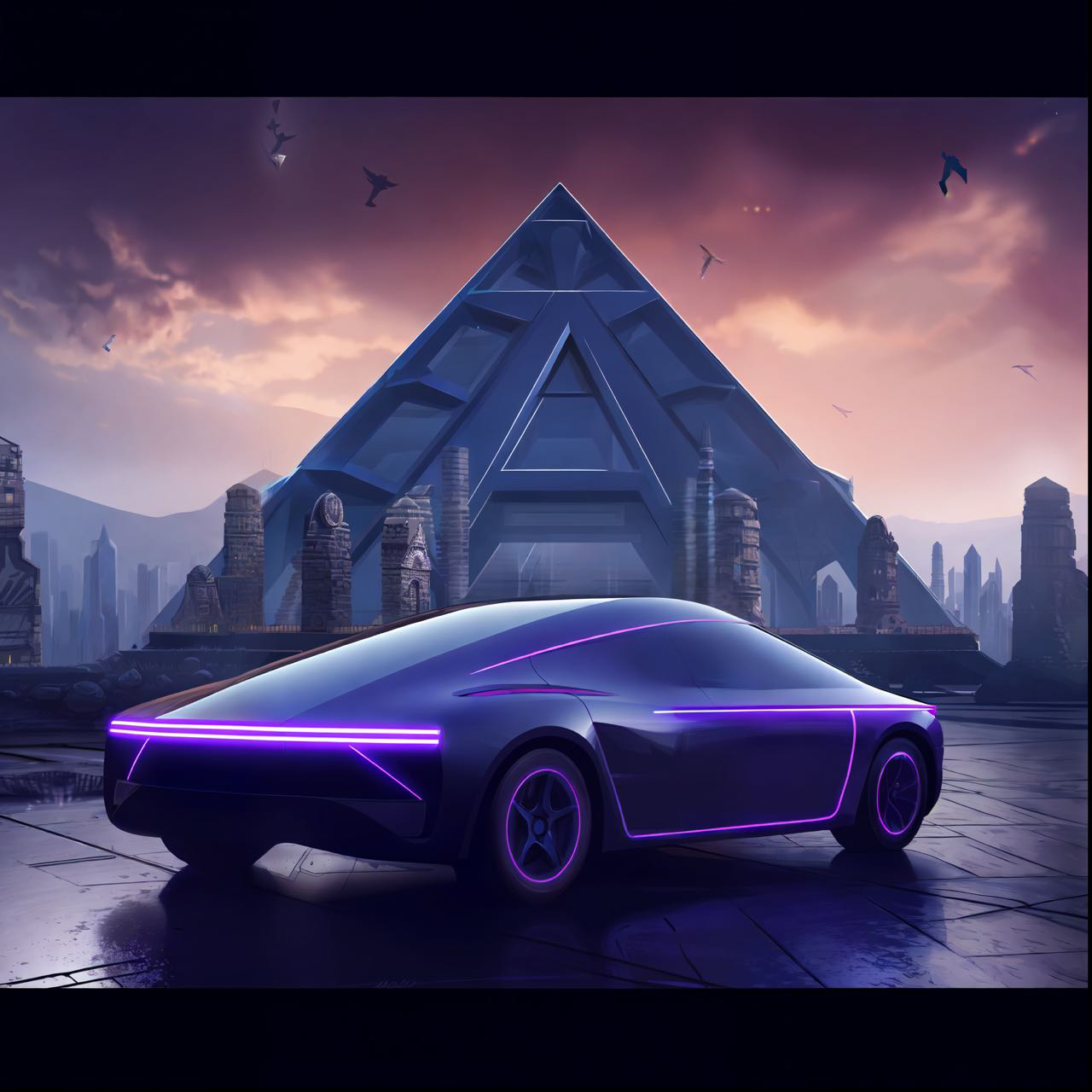 Trisomy，automobile，Concept Car，Purple sports car，Science Fiction World，industrial design，Future design，Future technology，