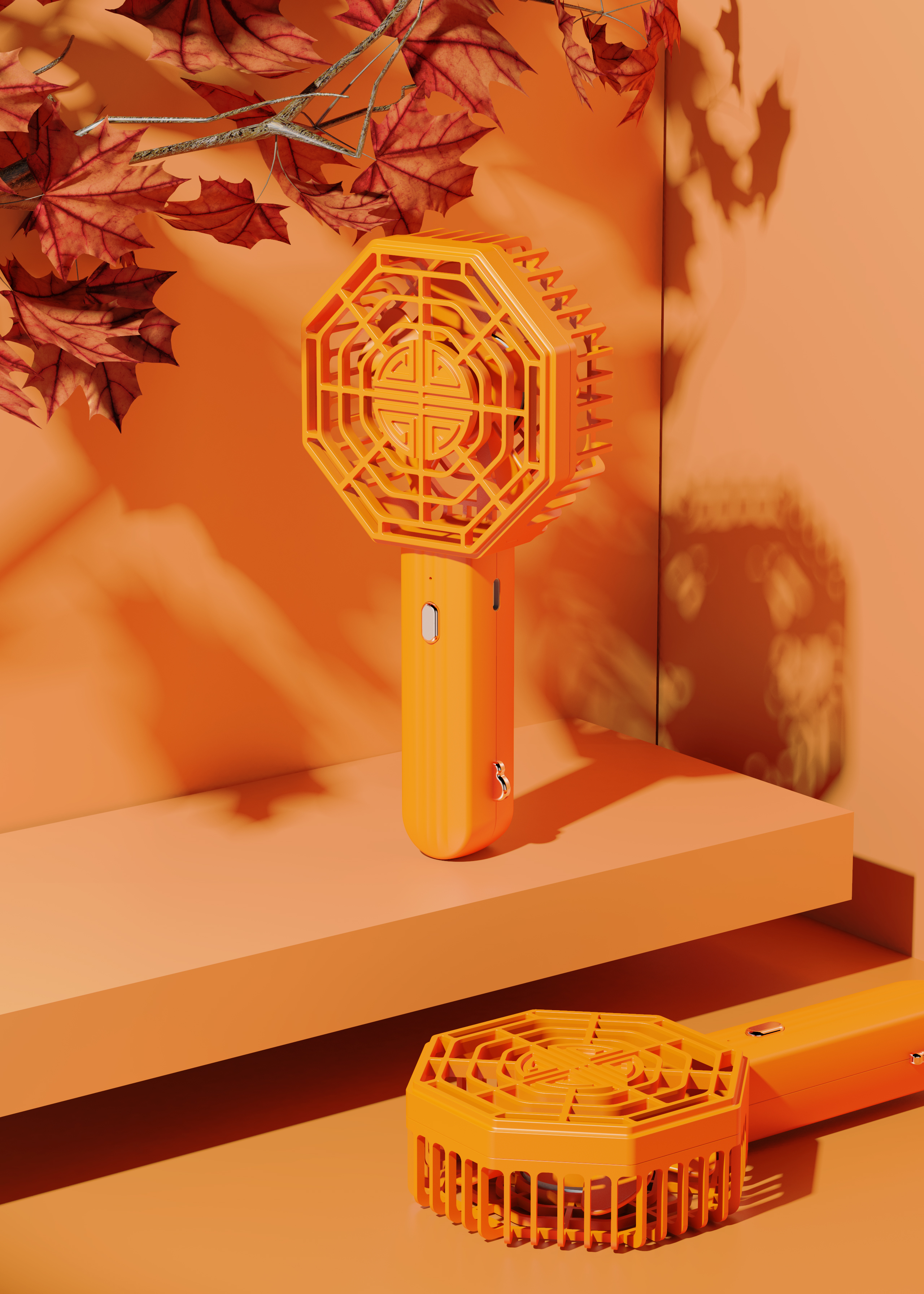 National tide，Fan，lamp，hold，Appearance design，