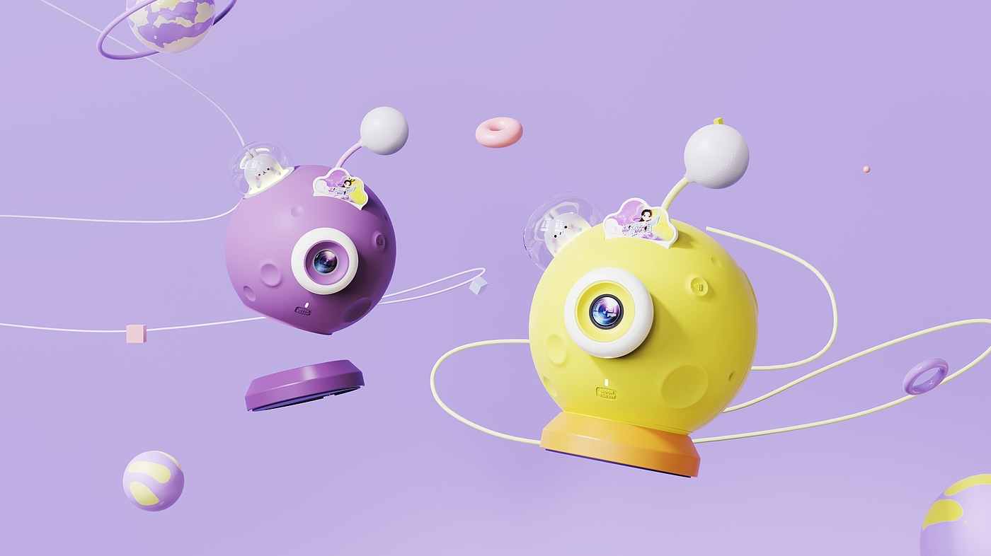 industrial design，Render，Story machine，Moon Rabbit，Moon，Night light，Children's products，lovely，