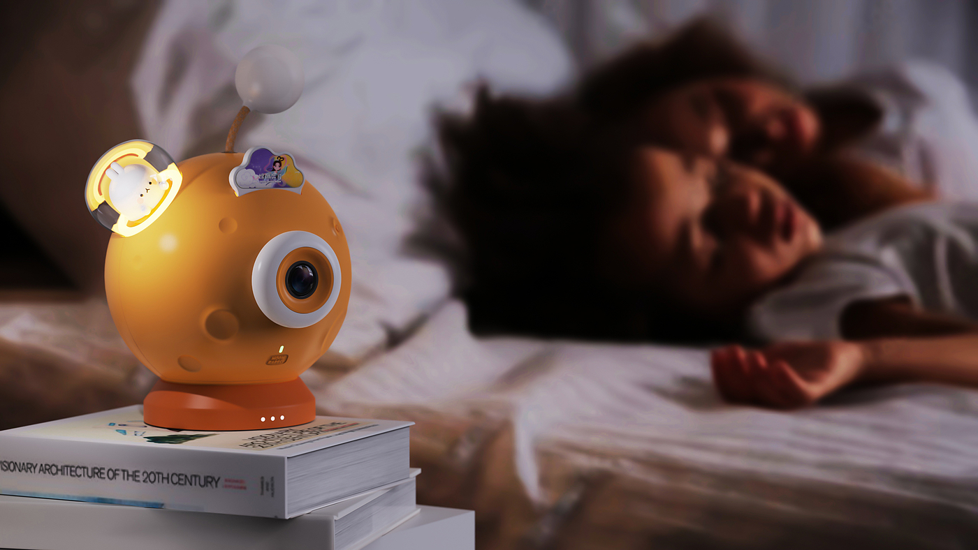 industrial design，Render，Story machine，Moon Rabbit，Moon，Night light，Children's products，lovely，