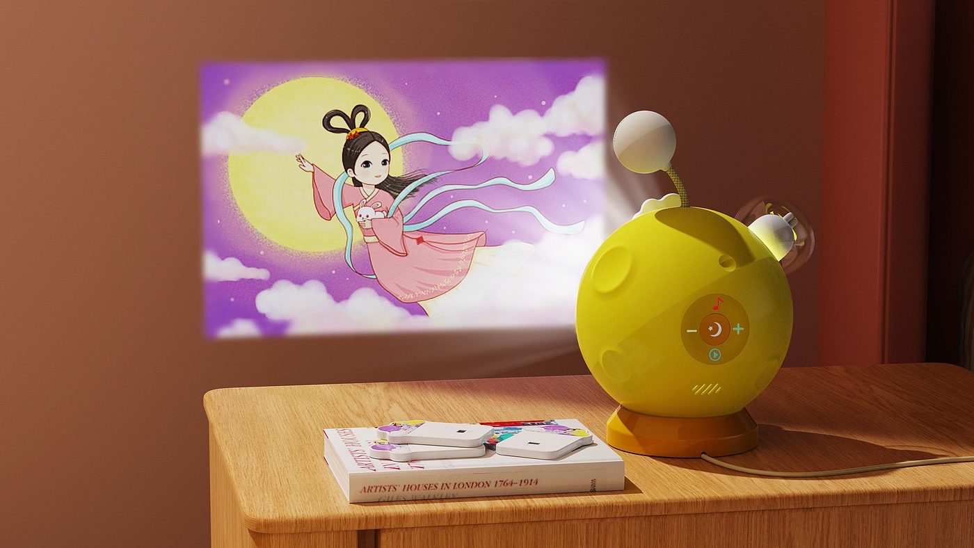 industrial design，Render，Story machine，Moon Rabbit，Moon，Night light，Children's products，lovely，