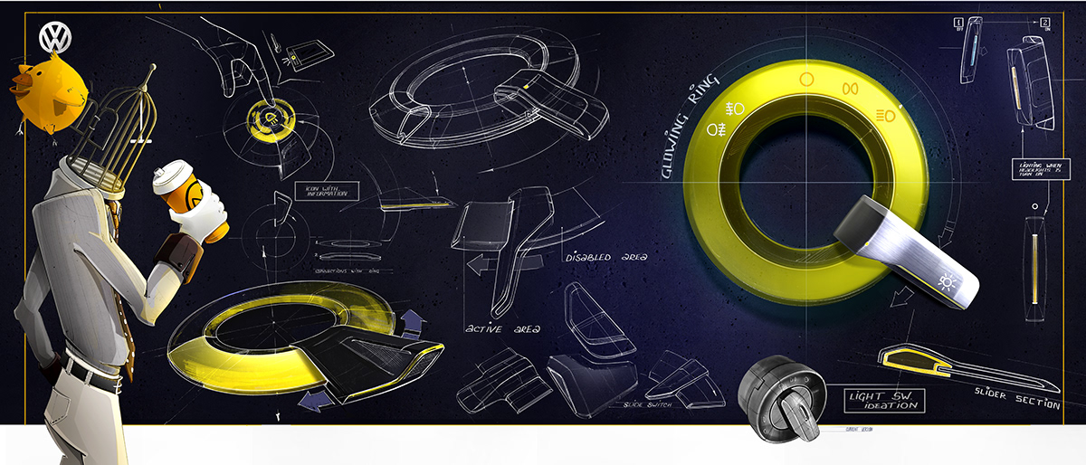 Hand drawn，Automotive interior，industrial design，product design，