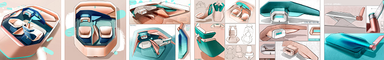 Hand drawn，Automotive interior，industrial design，product design，