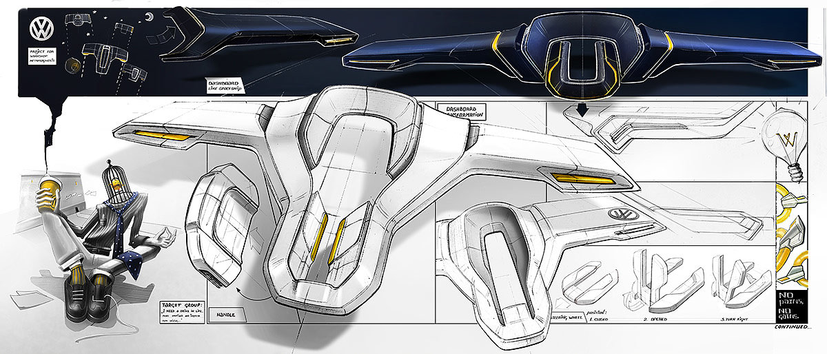 Hand drawn，Automotive interior，industrial design，product design，