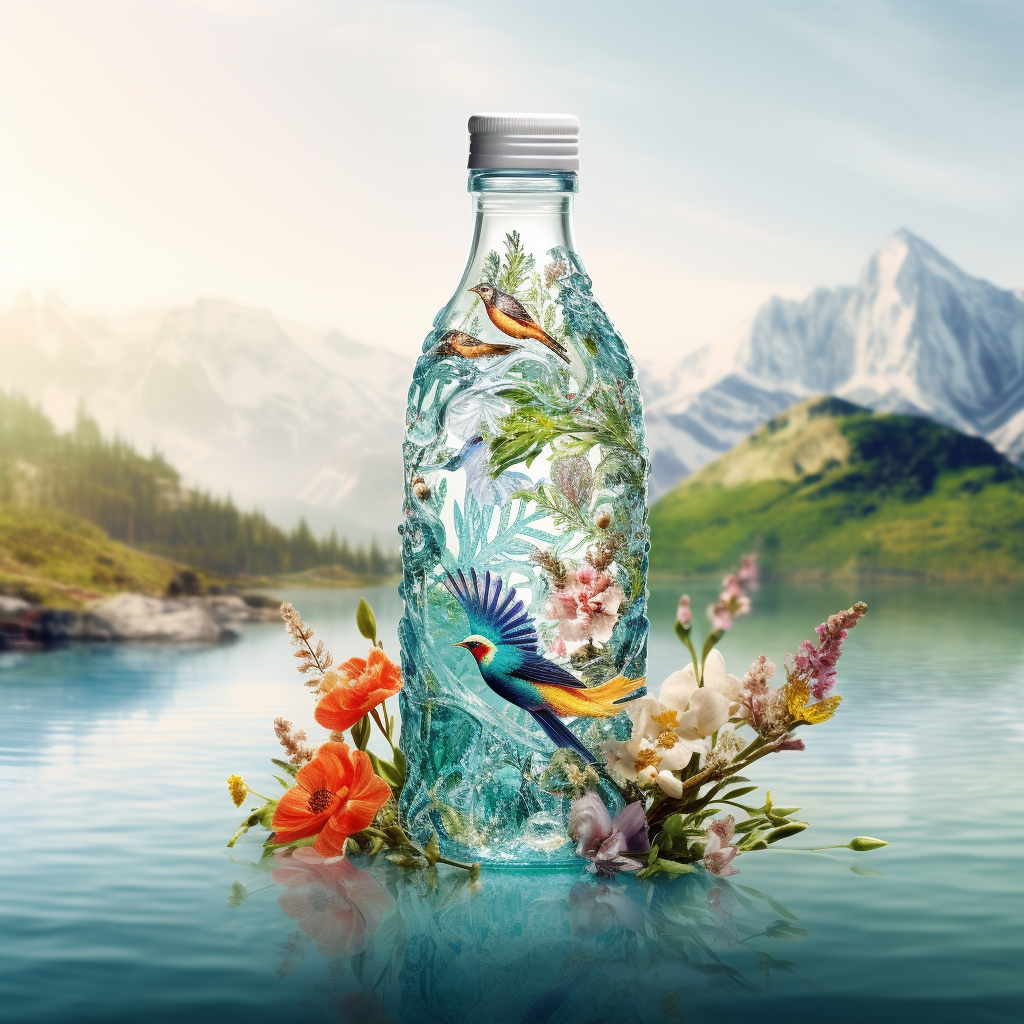 Mineral water packaging/drinking water packaging design/illustration packaging，