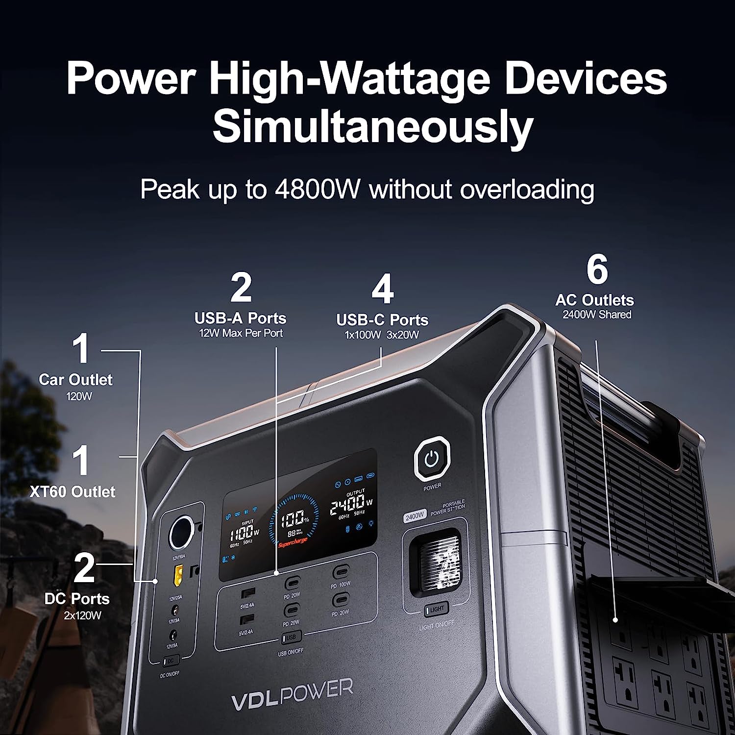 2400W outdoor portable energy storage power supply，