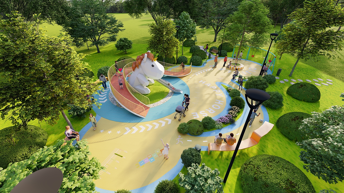 Outdoor slide，unicorn，Children's Toys，park，