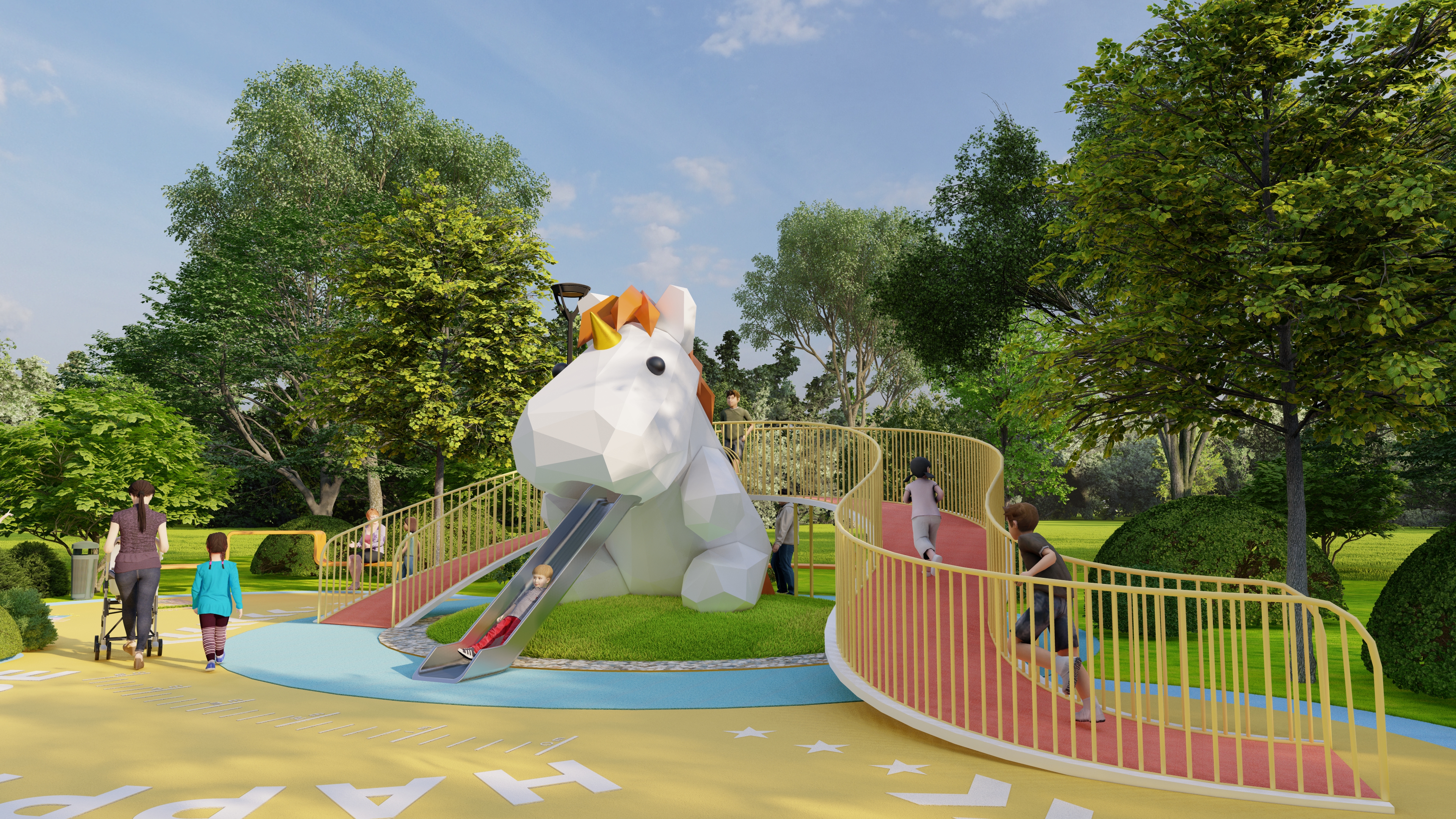 Outdoor slide，unicorn，Children's Toys，park，