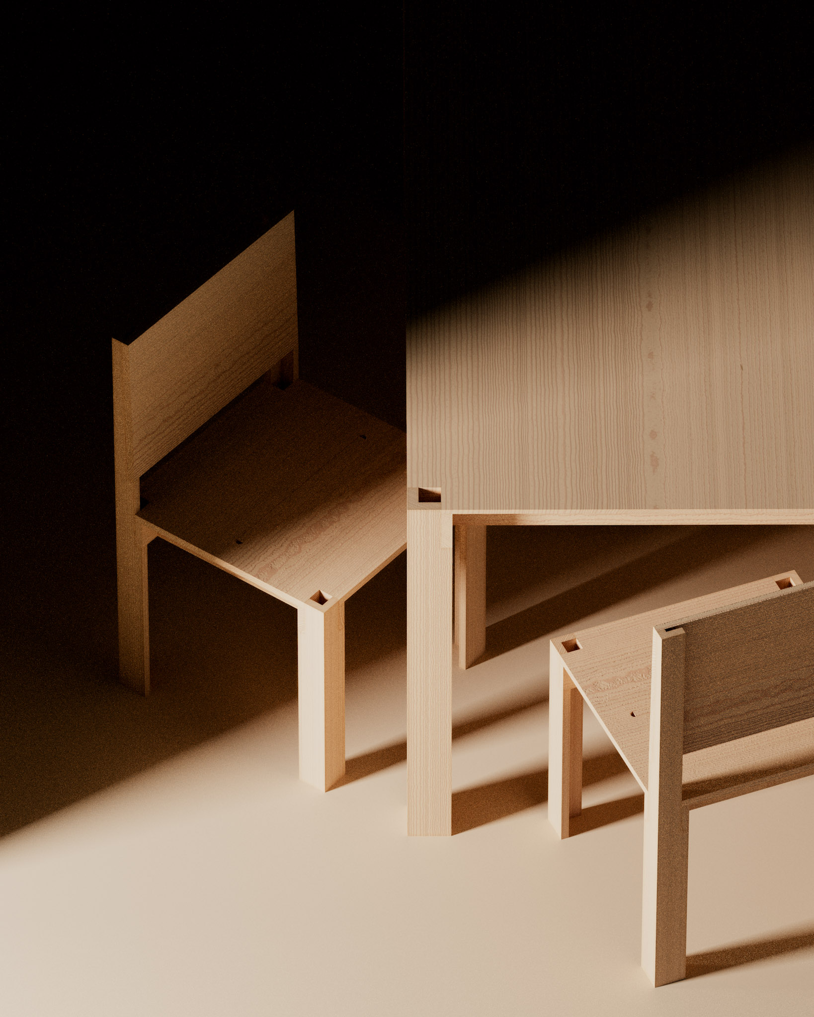 E-Chair，wood，geometry，Art，Minimalist，