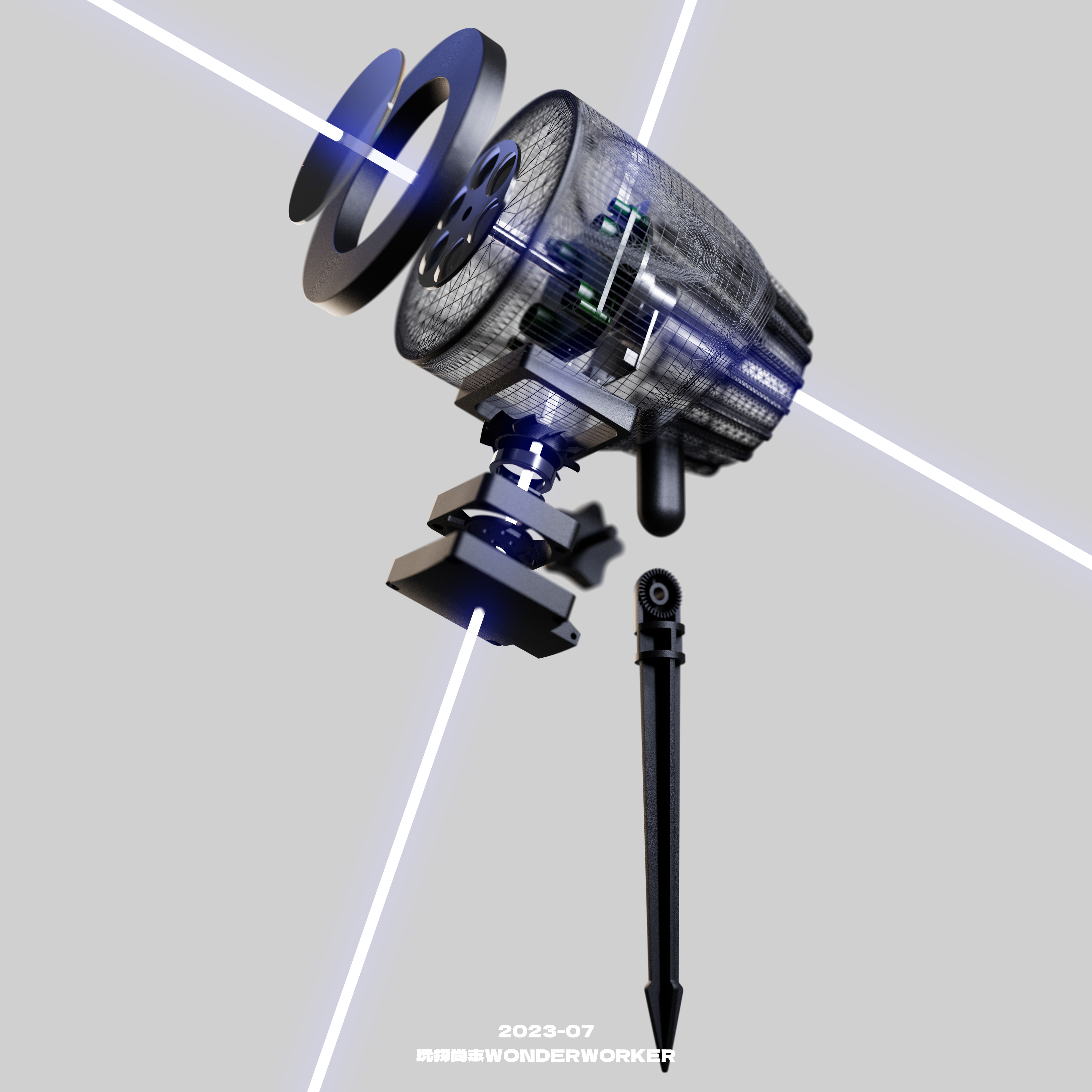 Appearance design，product design，industrial design，Outdoor lighting ，Projection lamp，Lamp design，rhino，Redshift，