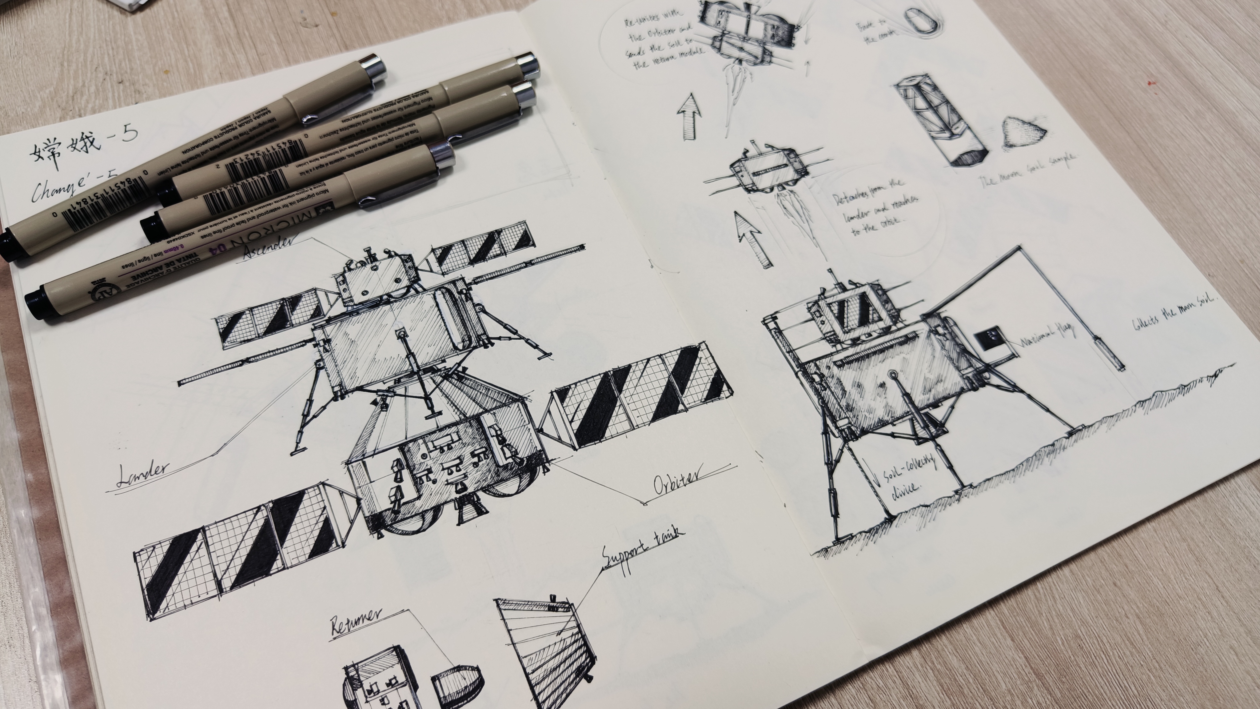 Hand drawn，artwork ，spacecraft，popularization of science，