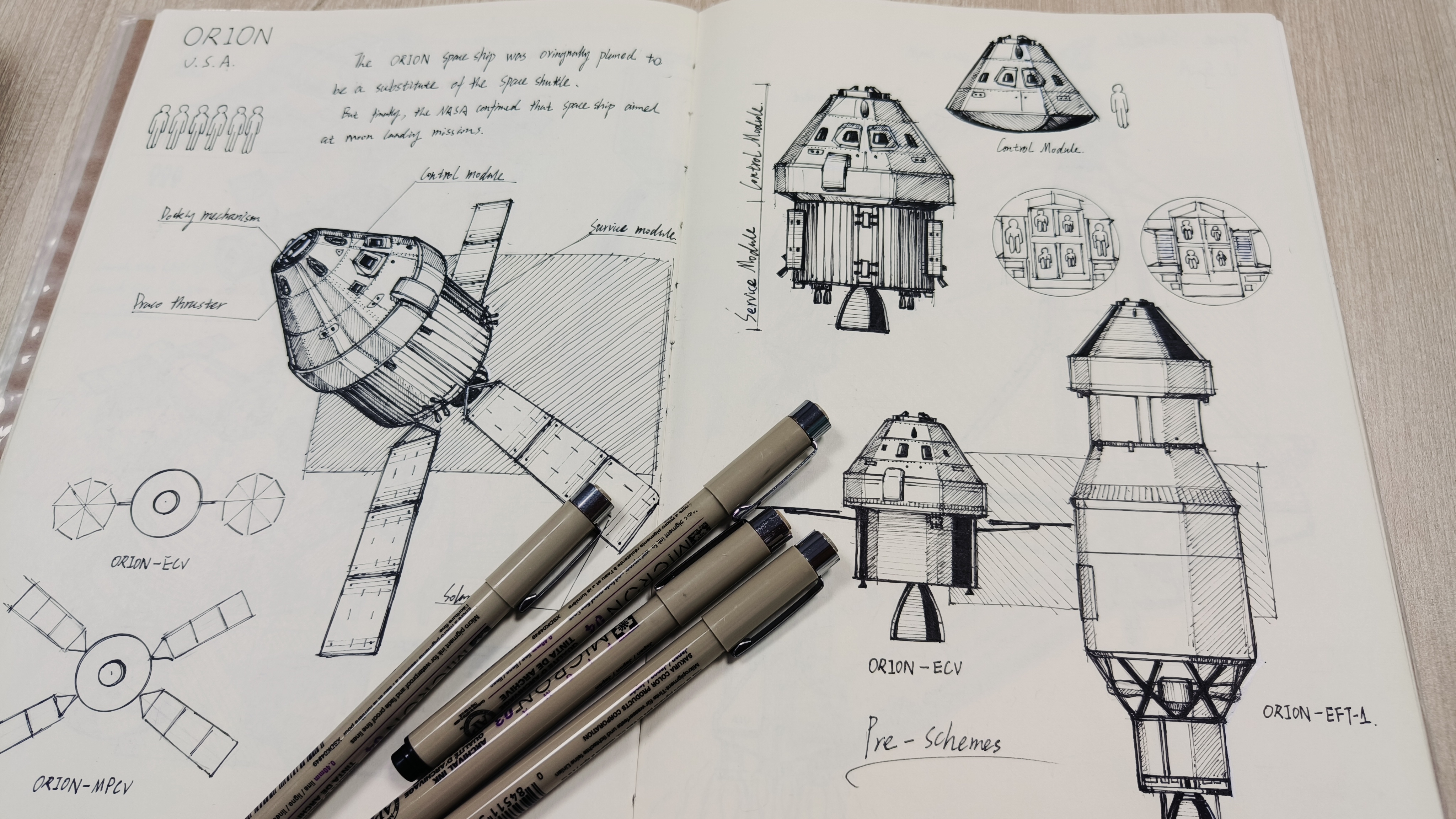 Hand drawn，artwork ，spacecraft，popularization of science，