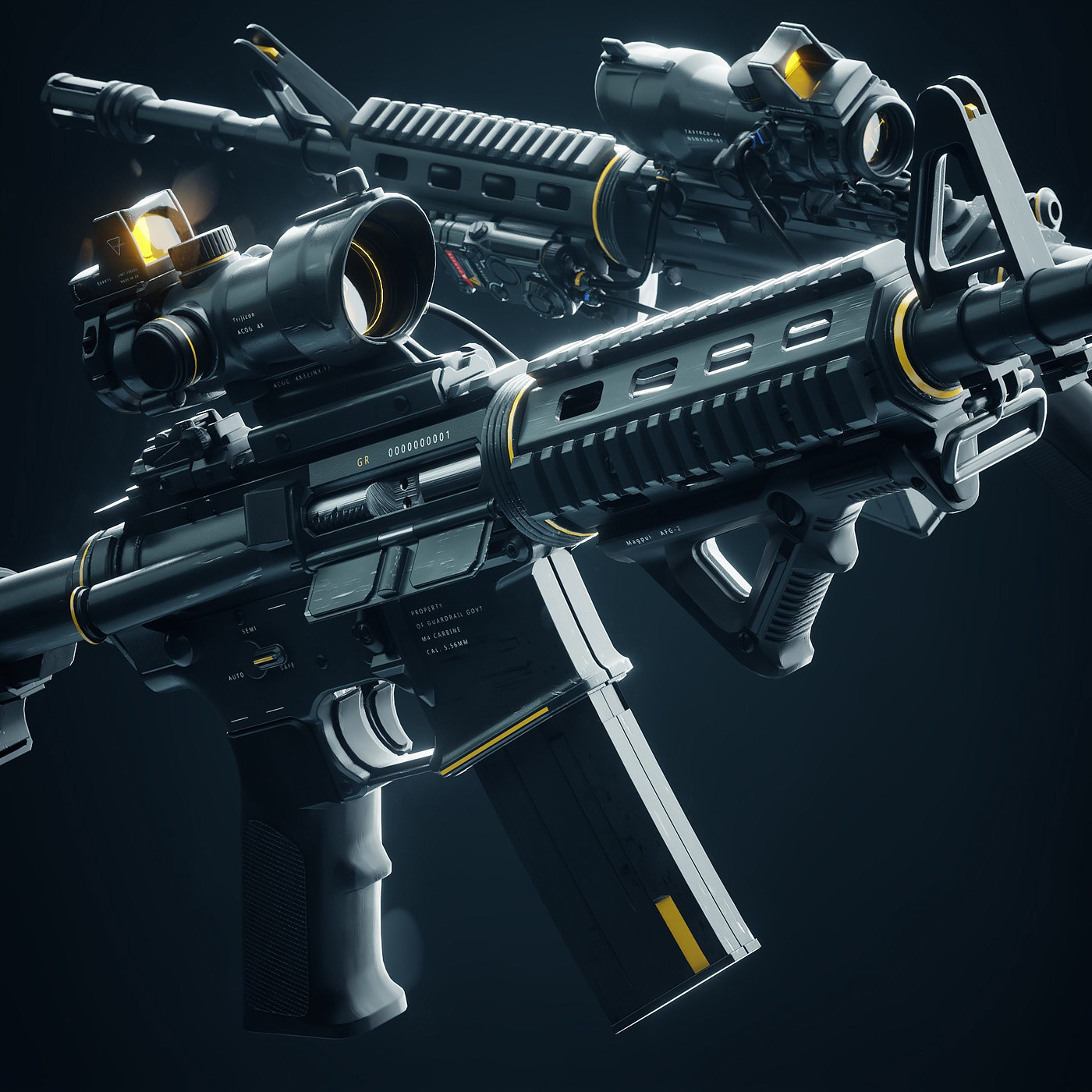 M4A1，Cyberpunk，firearms，army，science fiction，game，
