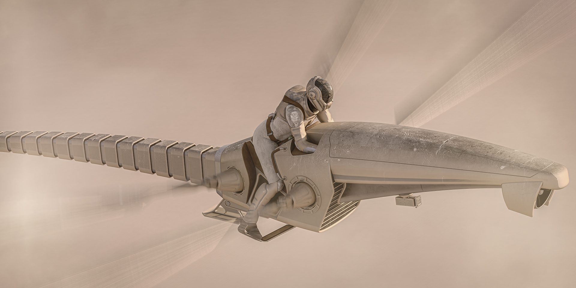 Dune flying car concept，vehicle，Sand dunes，3D modeling，