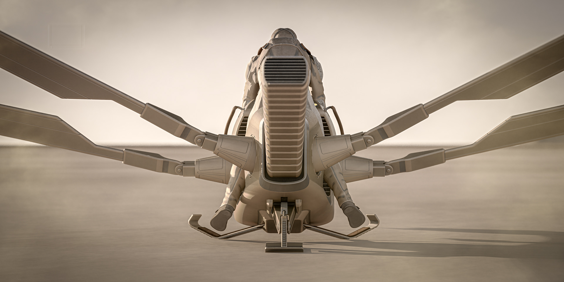 Dune flying car concept，vehicle，Sand dunes，3D modeling，