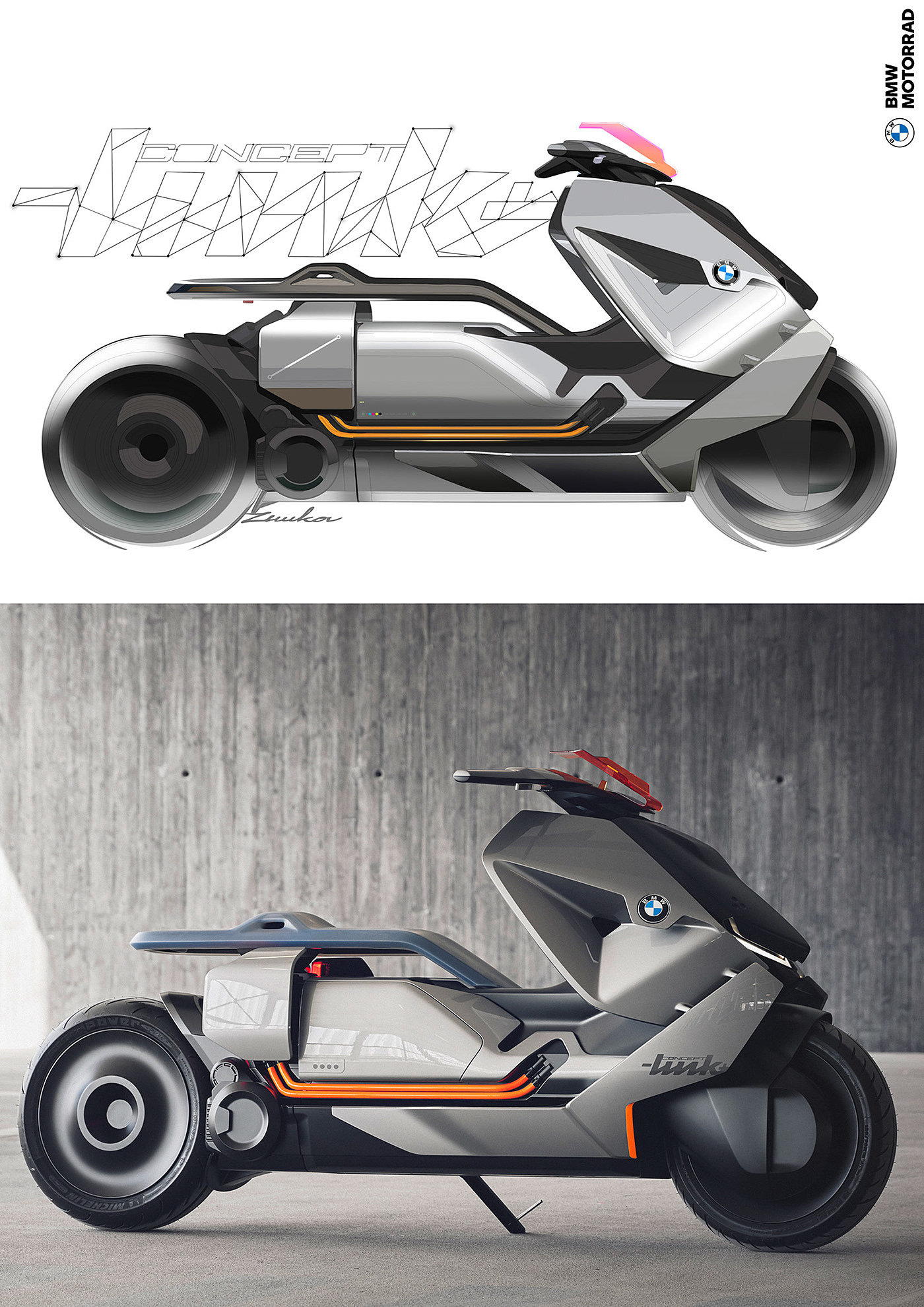 交通工具，摩托车，Bmw concept LINK，概念设计，