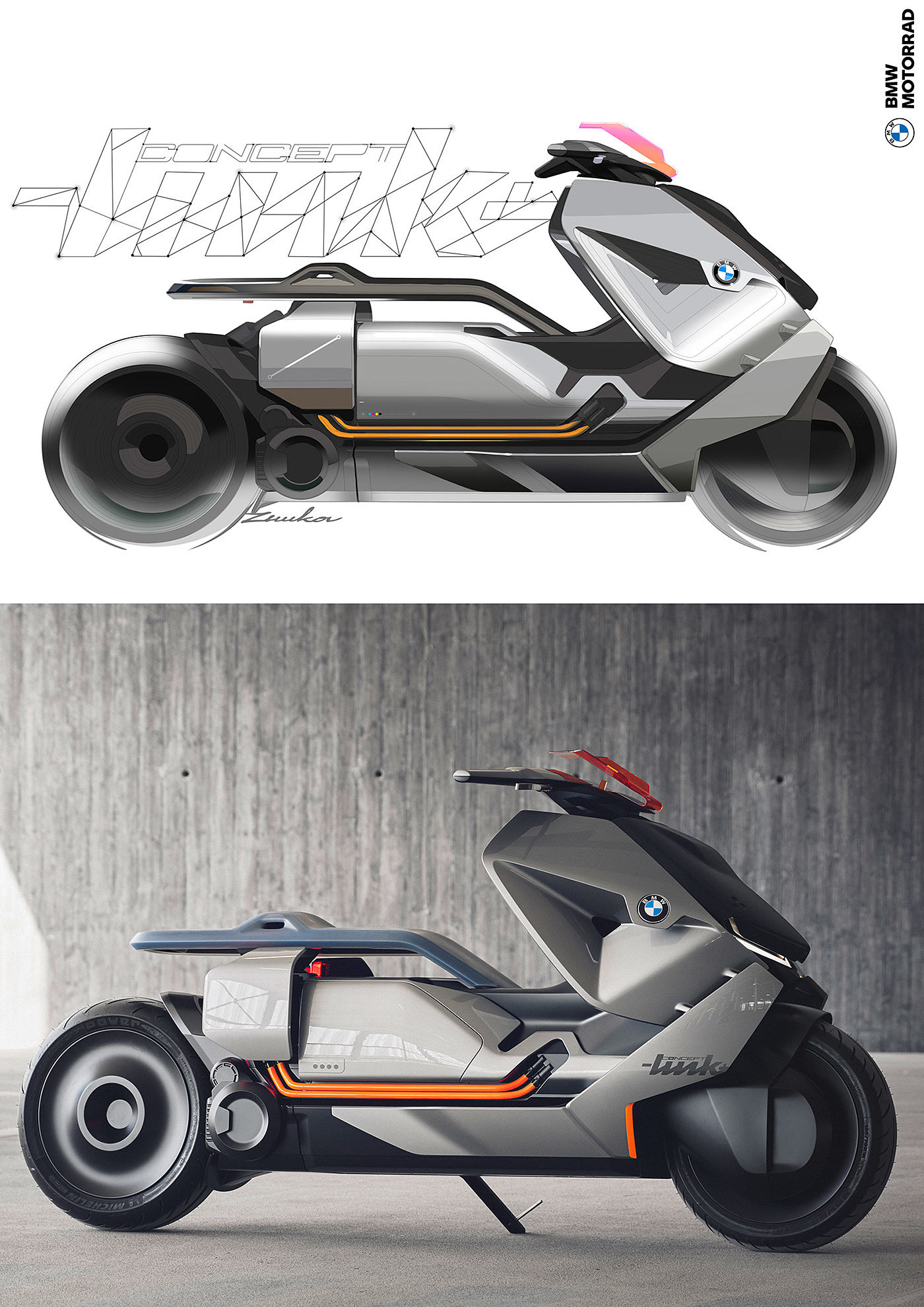 vehicle，motorcycle，Bmw concept LINK，conceptual design，