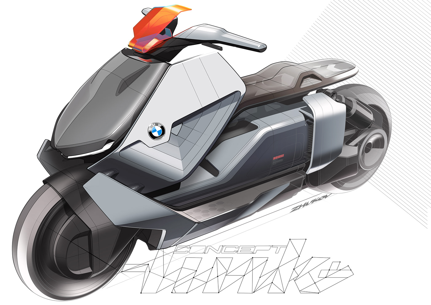 vehicle，motorcycle，Bmw concept LINK，conceptual design，