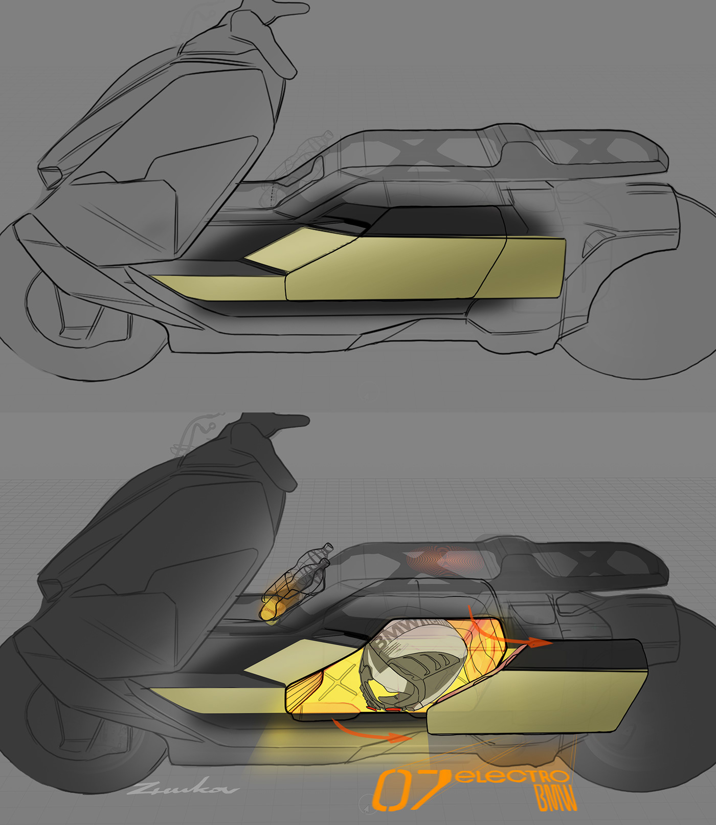 vehicle，motorcycle，Bmw concept LINK，conceptual design，