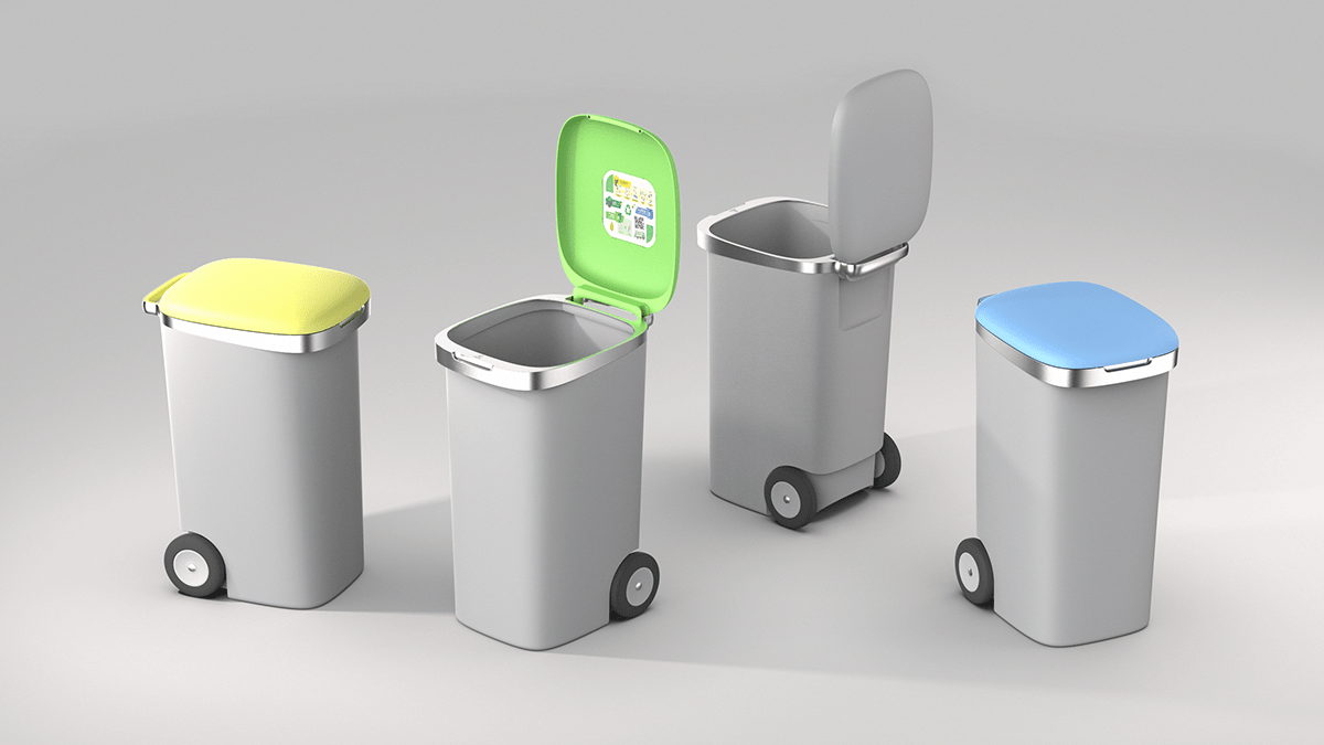 trash can，Waste recycling bin，Urban furniture，Triée，