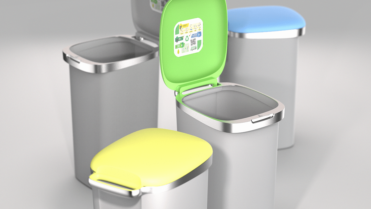 trash can，Waste recycling bin，Urban furniture，Triée，