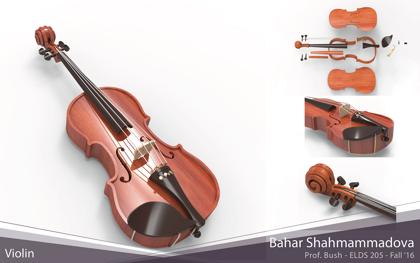 violin，modeling，Render，