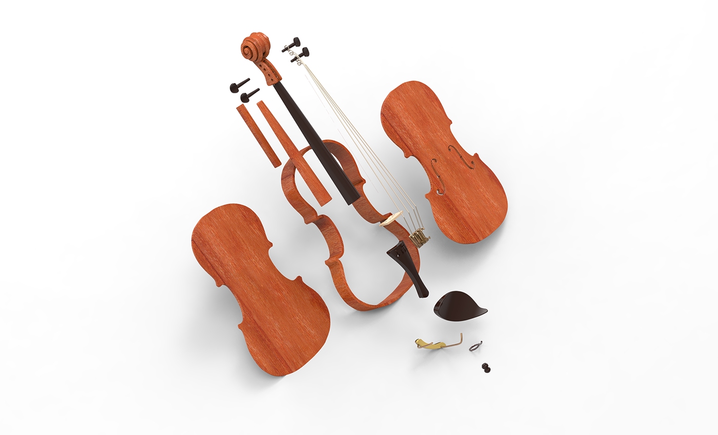 violin，modeling，Render，