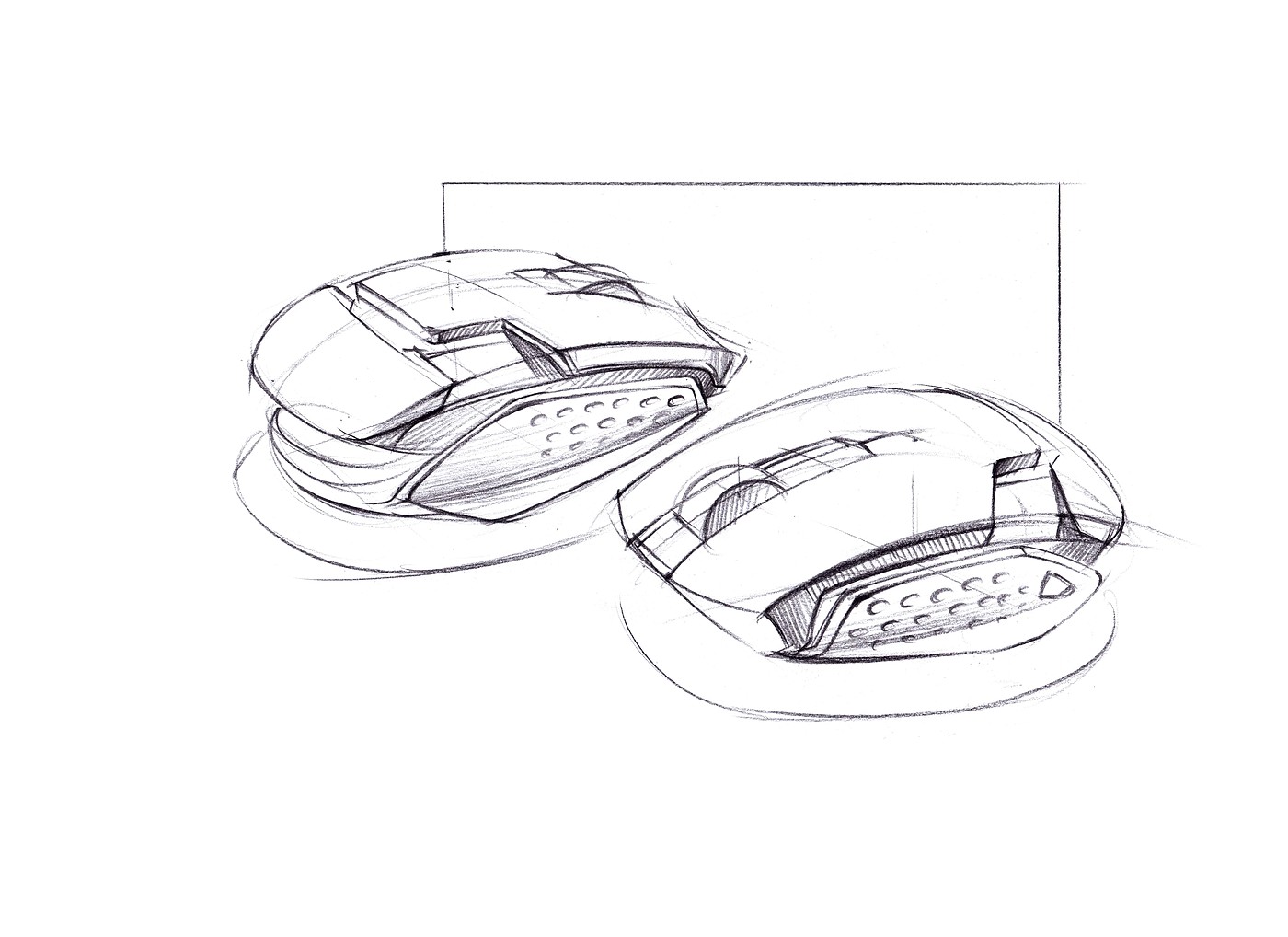 mouse，Gaming Mouse，product design，Hand drawn renderings of industrial design，