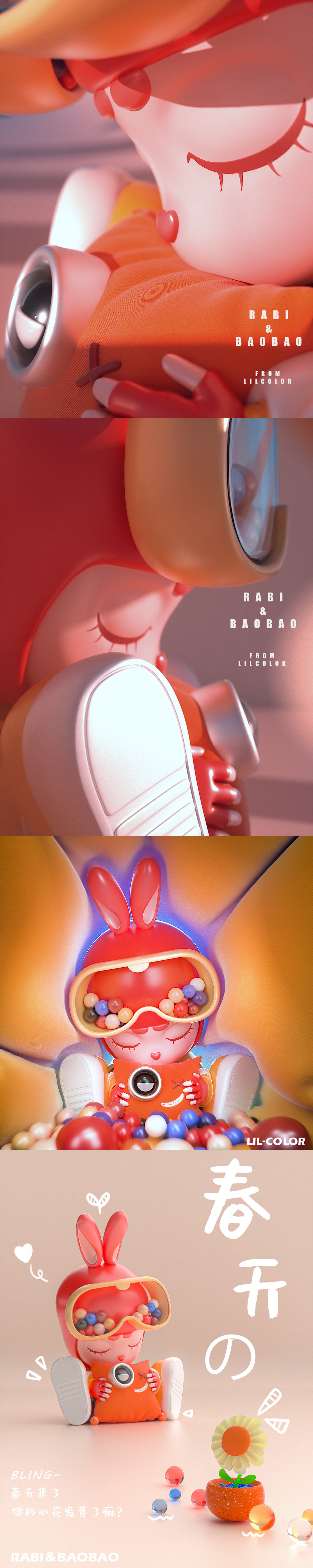 Tide play，original，IP image，lovely，Cartoon，rabbit，warm，three-dimensional，