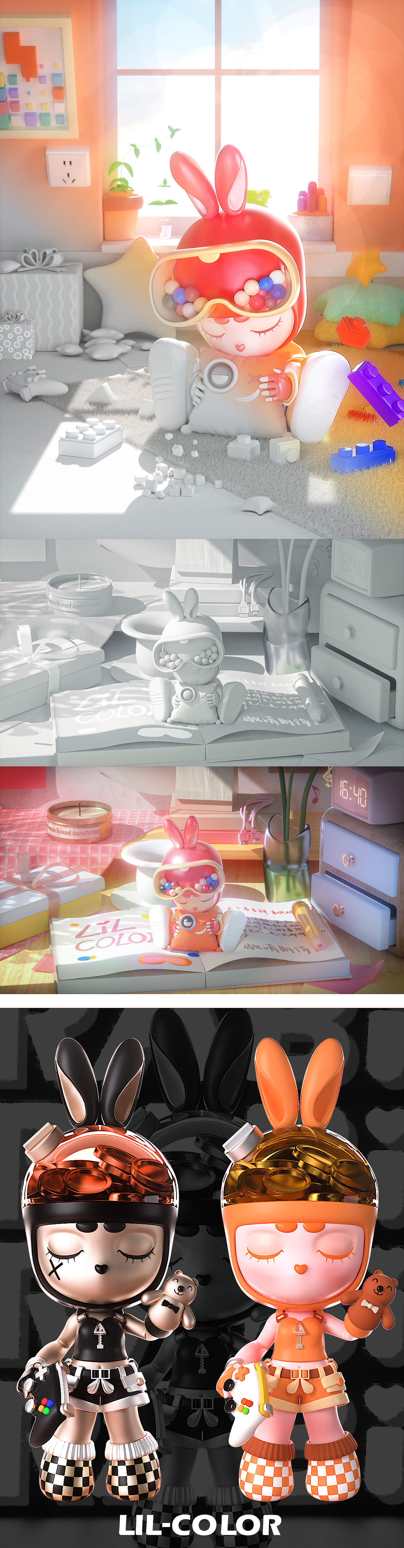 Tide play，original，IP image，lovely，Cartoon，rabbit，warm，three-dimensional，