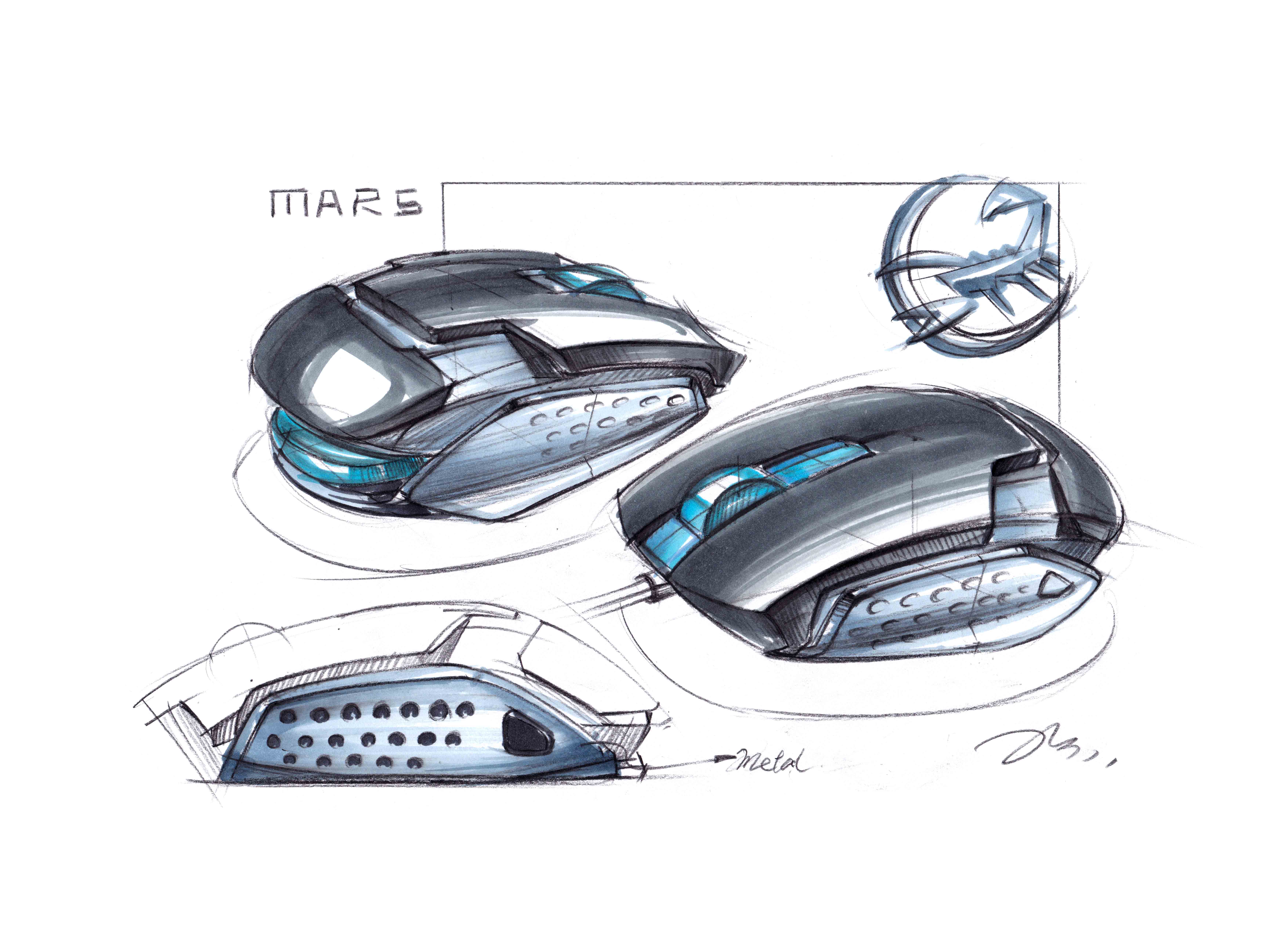 工业设计手绘效果图,产品设计,游戏鼠标,鼠标