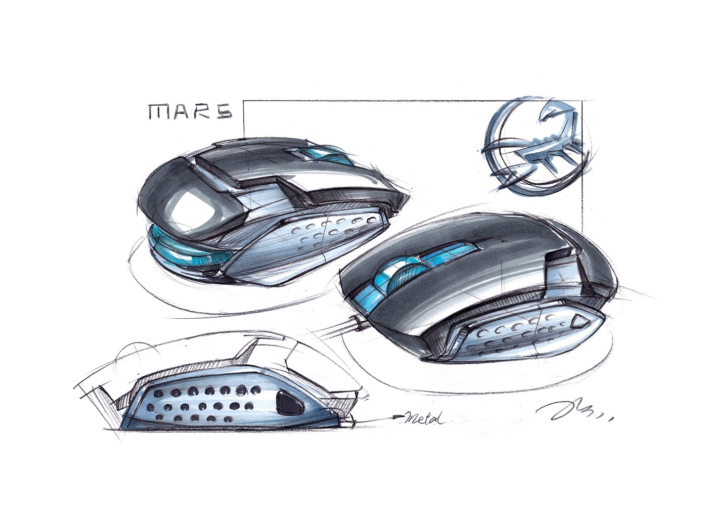 mouse，Gaming Mouse，product design，Hand drawn renderings of industrial design，