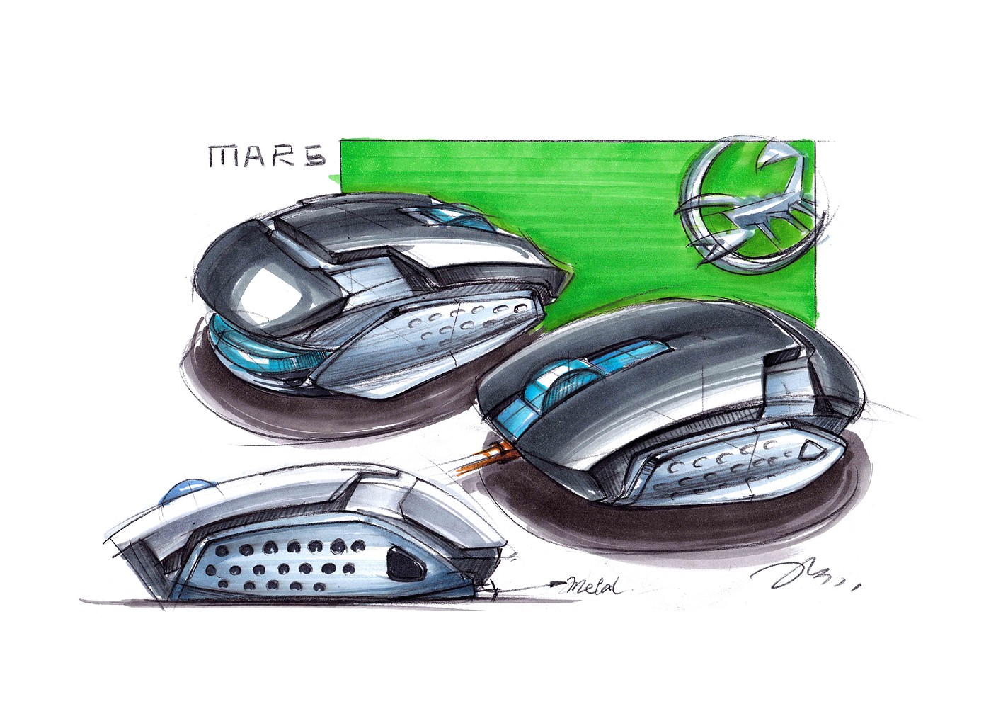 mouse，Gaming Mouse，product design，Hand drawn renderings of industrial design，