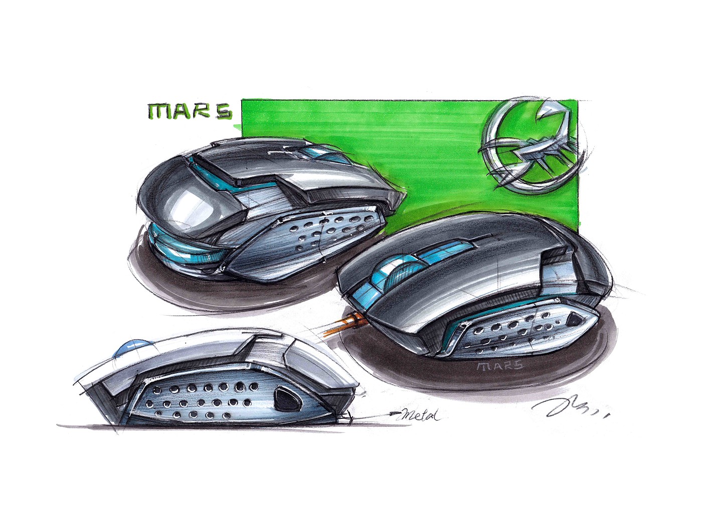 mouse，Gaming Mouse，product design，Hand drawn renderings of industrial design，