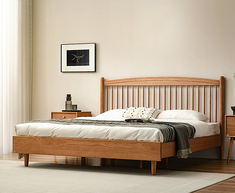 Furniture Design · Bedroom Decoration · Cherry Wood Bed，