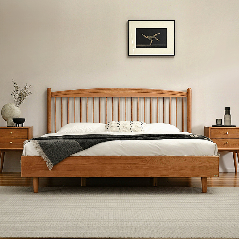 Furniture Design · Bedroom Decoration · Cherry Wood Bed，