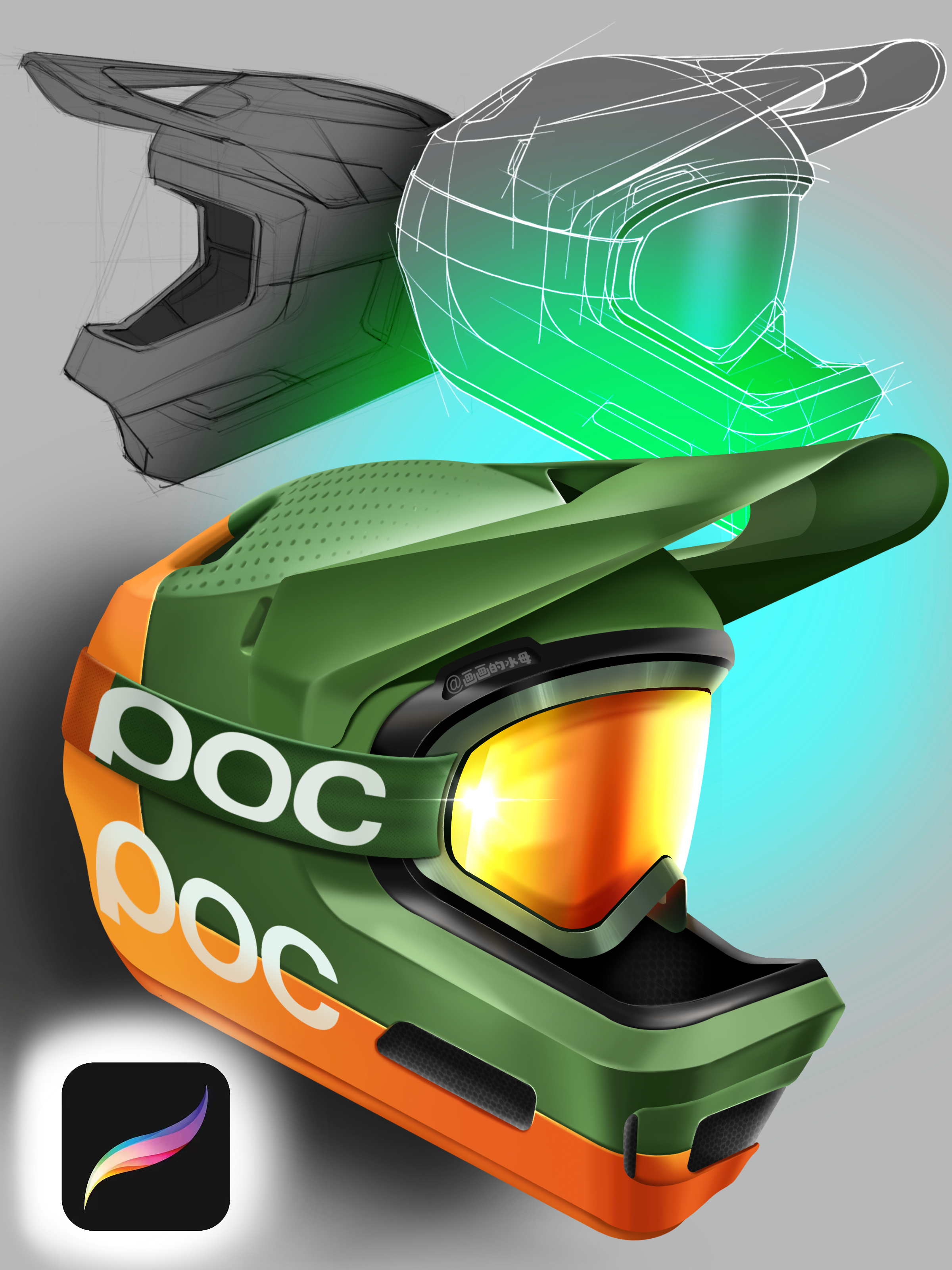 iPad painting，procreate painting，Hand drawn product design，Product renderings，