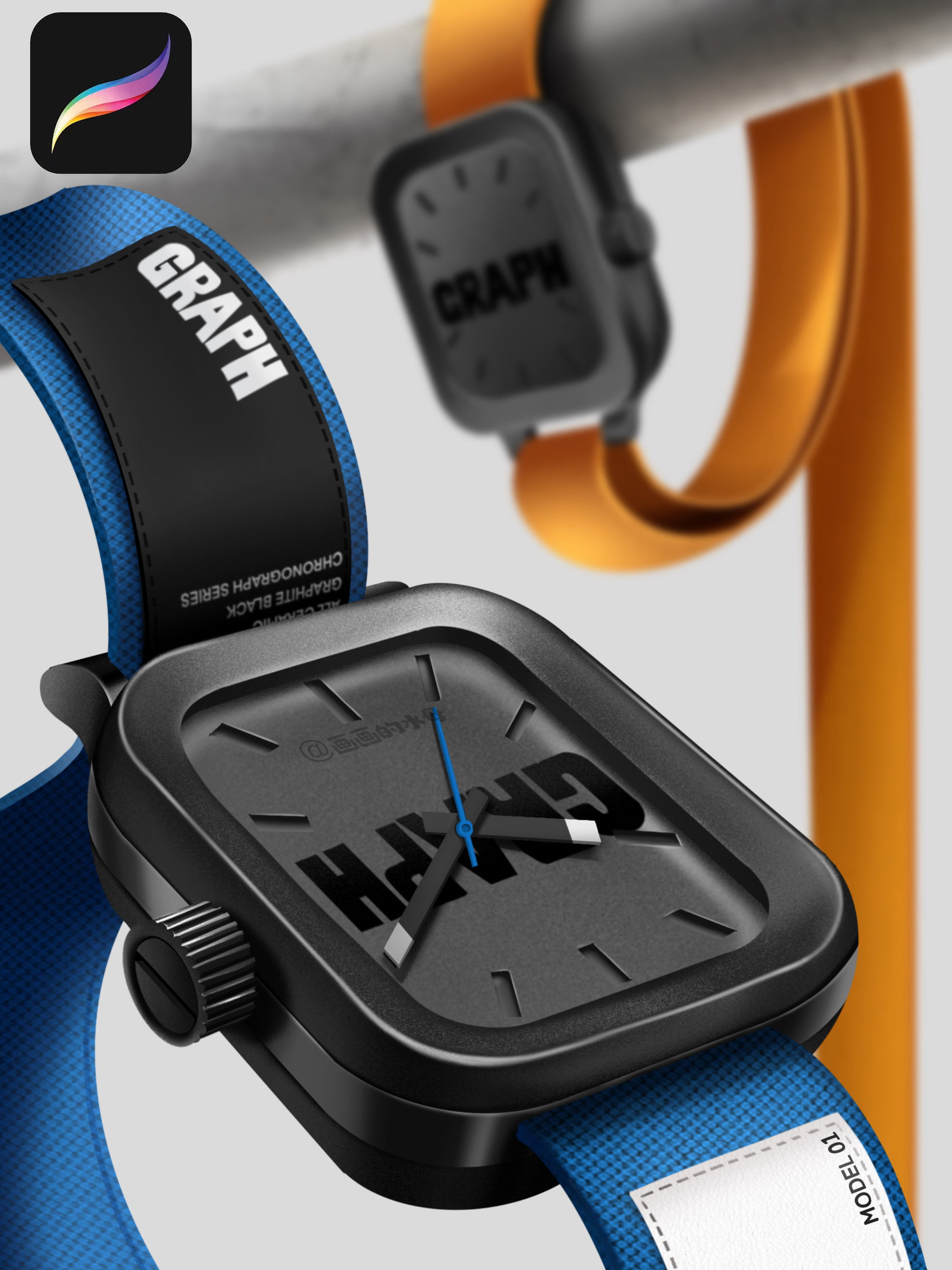 iPad painting，procreate painting，Hand drawn product design，Product renderings，