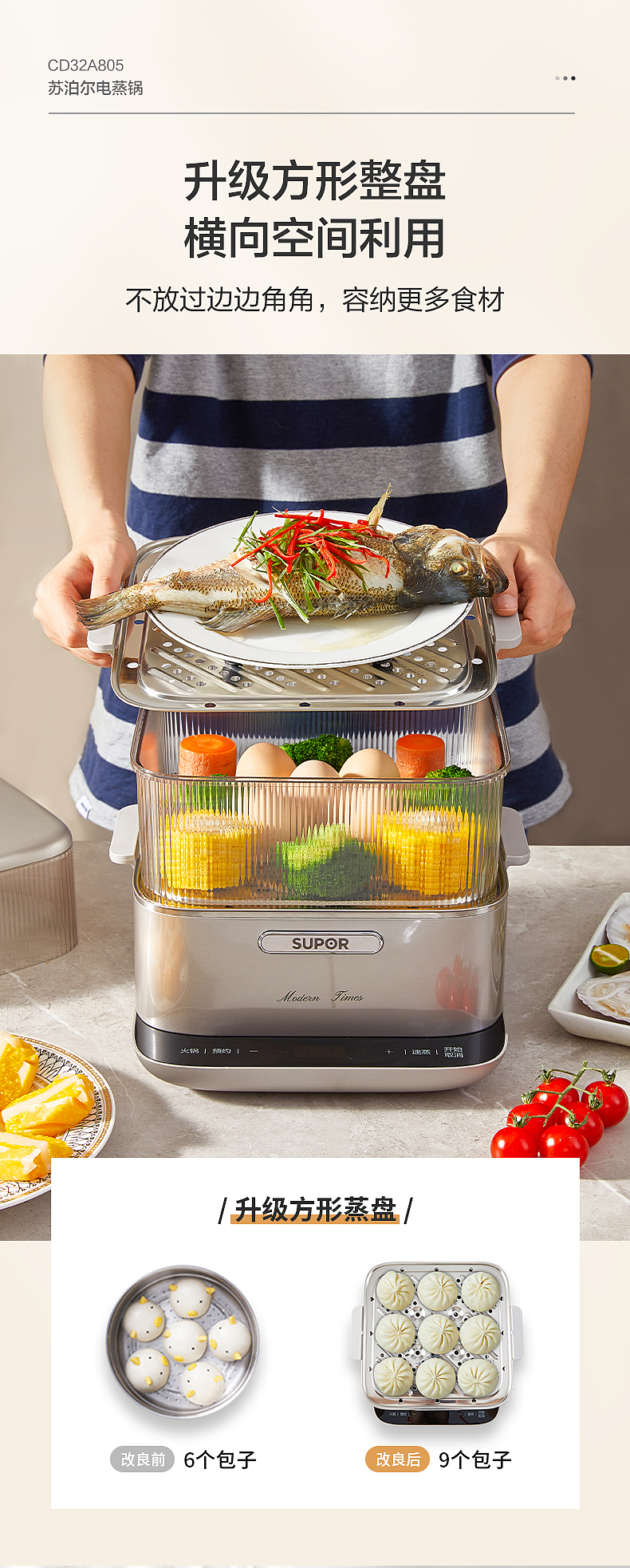 Multifunctional electric steamer，Electric steamer，small home appliances，Electric Hot pot，SUPOR SUPOR，