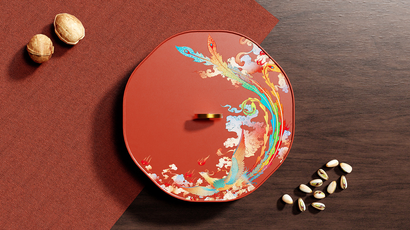 New Year Box，Dried fruit box，Candy box，National tide，Retro，Dunhuang，