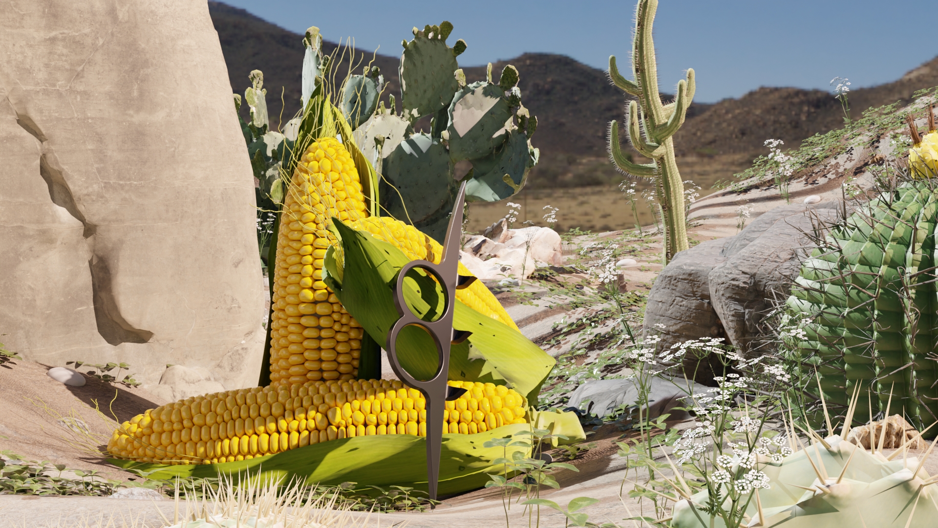 product design，Catch Shrimp Households in Corn，Product rendering，