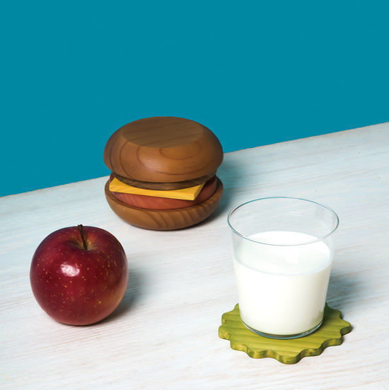 hamburger，Coaster，tableware，interest，wood，