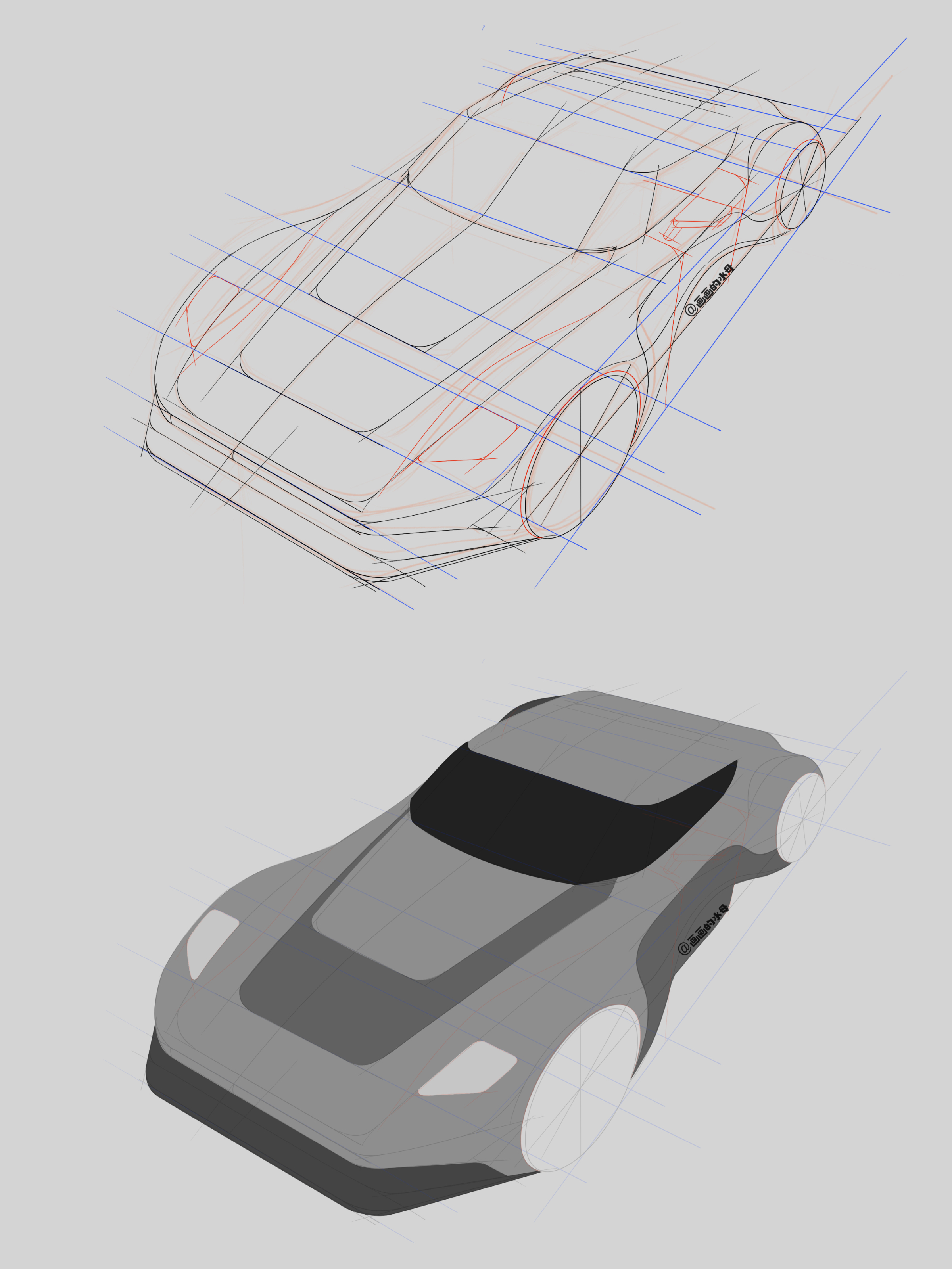 Hand drawn product design，industrial design，Hand drawn，Product renderings，iPad painting，procreate painting，