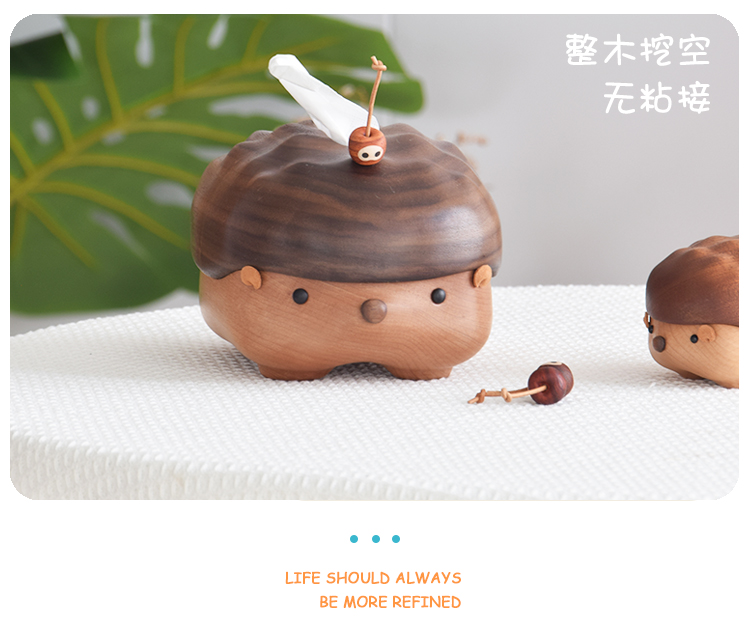 Original design，Solid wood handicrafts，Bionics Design ，Tissue box，lovely，hedgehog，