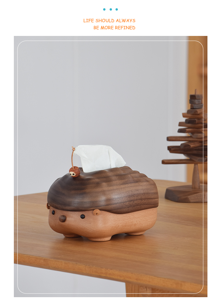 Original design，Solid wood handicrafts，Bionics Design ，Tissue box，lovely，hedgehog，