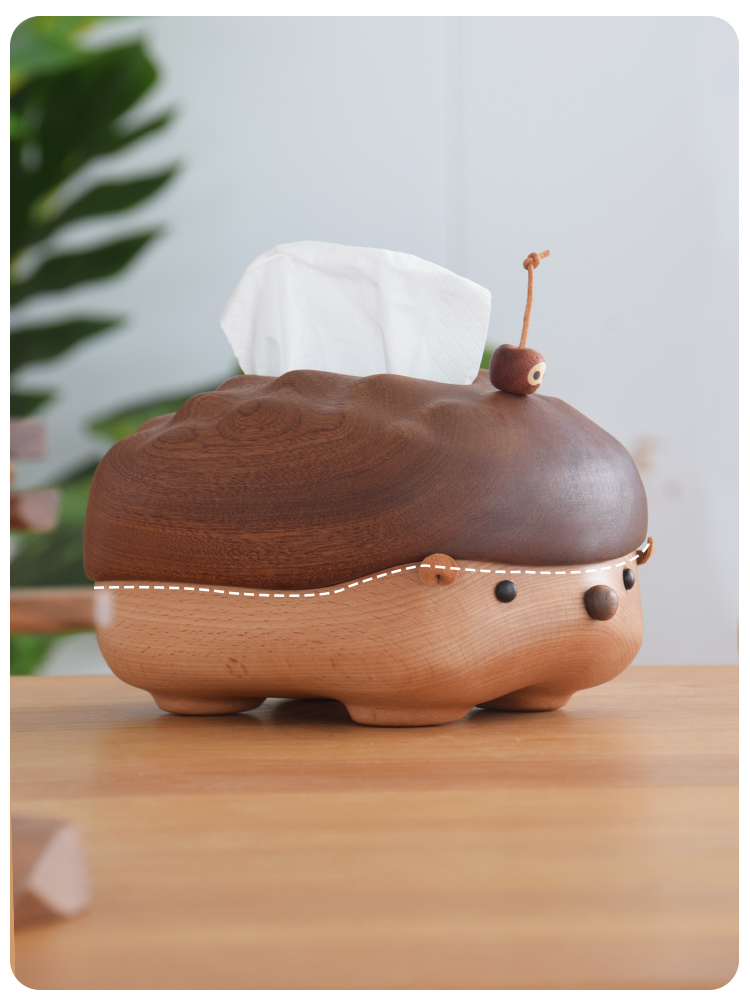Original design，Solid wood handicrafts，Bionics Design ，Tissue box，lovely，hedgehog，